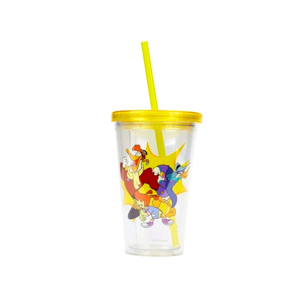 Loungefly Disney Darkwing Duck 16 Oz Tumbler Cup Clear Yellow with Straw New